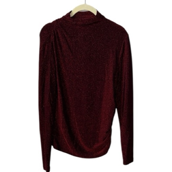 Veronica Beard Mylie Top Ruched Mock Neck Long Sleeve Top Size M In Crimson Red - Picture 5 of 15